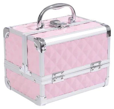 Imagen del producto de Estuche de maquillaje, material de madera, diseño compacto, color rosa, 20x15x15 cm