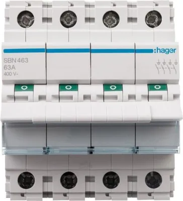 Zdjęcie produktu dla Wyłącznik 63A 4 styki NO 400V AC 4PLE Hager SBN463