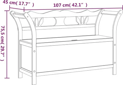 Image de vidaXL Banc 107x45x75,5 cm bois massif sapin