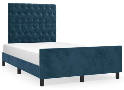 Produktbild von vidaXL Bettgestell ohne Matratze Dunkelblau 120x190 cm Samt