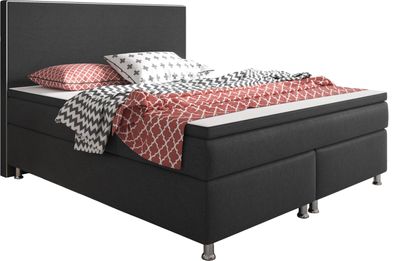 Inter Handels Boxspringbett King Size XL 180x200 cm Webstoff Anthrazit