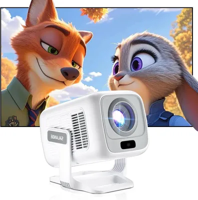 Productafbeelding van Draagbare Beamer - Videoprojector Mini - Thuisbioscoop Creëren - Wifi 6 Android 11 - 1080P 4K Ondersteuning - Wit