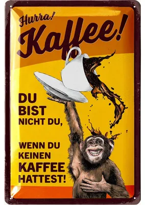 Produktbild von Retro Blechschild Kaffee - Kaffee Schild HURRA KAFFEE! - Retro Blechschilder Küche - Kaffee Geschenk, Poster Kaffee Deko Küche, Coffee Bar