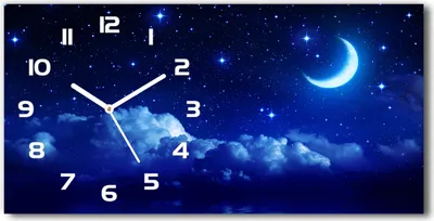 Produktbild von Wanduhr aus Glas – 60x30 cm - Glasbild - Glasuhr - Gehärtetes Glas - weisse-zeiger - Himmel in der Nacht