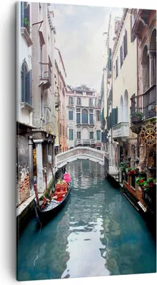 Produktbild von Bild auf Leinwand - Leinwandbild - Boot Brücke Tourismus Venedig - 45x80cm - Wand Bild - Wanddeko - Leinwanddruck - Bilder - Kunstdruck - Wanddekoration - Leinwand bilder - Wandkunst - PA45x80-2157