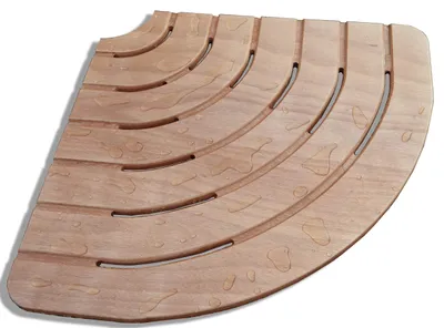Immagine prodotto di Castelmerlino 114: Vasca doccia angolare, realizzata in compensato marino, con lato in okumè di 61 cm, adatta per