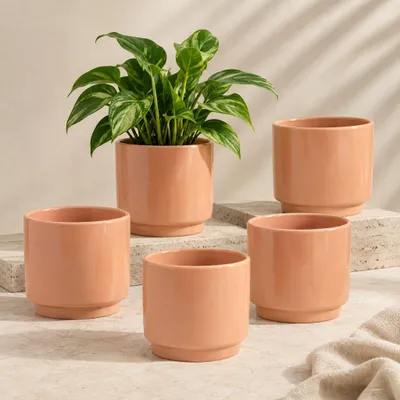 Produktbild von Kleine Blumentöpfe 5er Set Keramik 10,5 cm beige für innen