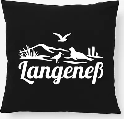 Produktbild von Huuraa Kissen Langeneß Strandmotiv 40x40cm mit Füllung Black Baumwolle Dekokissen Geschenkidee