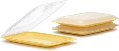 Produktbild von Famanu Aufbewahrungsboxen für Wurstwaren - Set von 3, stapelbar, BPA-frei, gelb