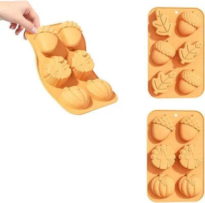 Obrázok produktu pre Silikónové formy na Halloween, 3D formy na tekvice a žalude, ideálne na pečenie čokoládových pralink, muffinov a svieč