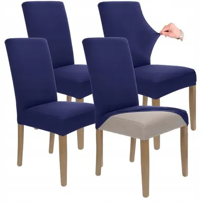 Produktbild von Stuhlhusse 4er Pack - Dunkelblau - Universal - Stretch - Bezug für Stühle - Elasthan
