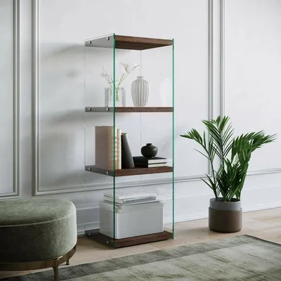 Immagine prodotto di Dmora Libreria Zenobie 35x40x120h cm Marrone, 2 Ripiani Portata Ripiani 10