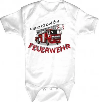 Produktbild von Babystrampler mit Print – Papa ist bei der Feuerwehr – 08486 weiß - 0-24 Monate Größe - 6-12 Monate