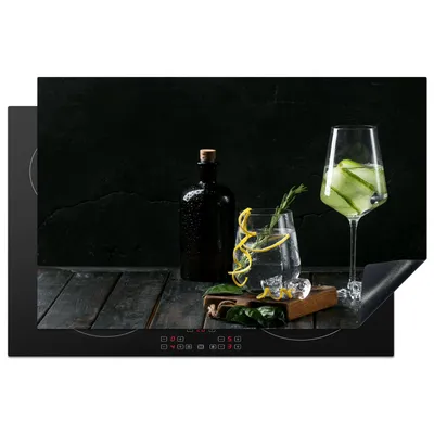 Produktbild von KitchenYeah© Herdabdeckplatte Weinglas - Induktionsschutz - Getränk - Glas , 80x52cm, Küche Deko, Glaskeramikkochfeld Herdabdeckung, Abdeckplatte fùr Kochfeld