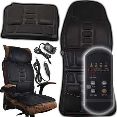 Obrázok produktu pre Masážna podložka pod sedadlo, masážna podložka do auta, 12V zapaľovač s 5 vibračnými motormi a funkciou tepla Vyhrievacia podložka pod sedadlo 113x48cm Retoo
