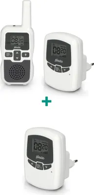A baby monitor set consisting of a parent unit and two child units, arranged on a white background.