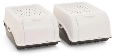 Produktbild von Novaliv 2x Klein 3,5 L Zwiebeltopf weiß Zwiebelbox Knoblauchtopf Aufbewahrungsbox Vorratsdose Gemüsebox