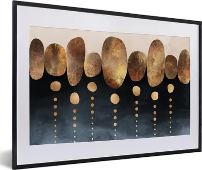 Produktbild von MuchoWow® Gerahmtes Poster Gold - Abstrakt - Luxus 60x40 cm - Poster mit Schwarzem Bilderrahmen Wandposter Rahmen Foto Bilder - Schlafzimmer - Plakat in Rahmen - Drucken