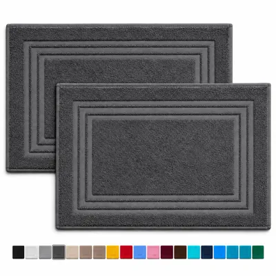 Produktbild von Komfortec Badvorleger Set 2 Teilig, Waschbar Duschmatte & Badteppich, 600 g/m² &100% Baumwolle, Saugfähig & Schnelltrocknend, 50 x 70 cm, Anthrazit