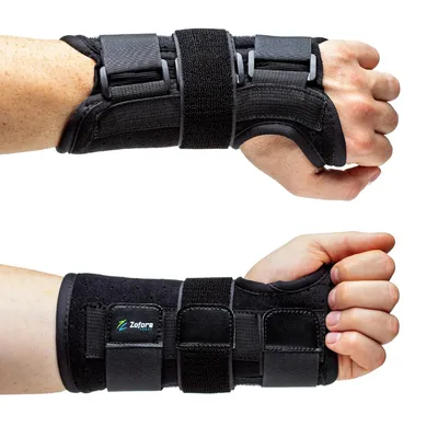 Produktbild von Karpaltunnel-Handgelenkstütze mit 3 Riemen und Metallschiene – Linke Hand (S/M) - hilft bei Sehnenentzündungen, Arthritis, Karpaltunnelschmerzen