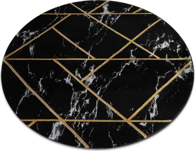 Obrázok produktu pre Koberec okrúhly EMERALD exkluzívne 2000 glamour, štýlový mramor, geometrický čierna / zlato Černá kruh PRŮMĚR 160 cm