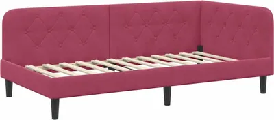 Zdjęcie produktu dla vidaXL Łóżko narożne bordowe 90 x 200 cm aksamit