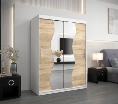 Obrázek produktu pro MINIO Šatní skříň 150 cm MADRYT bílá / dub sonoma