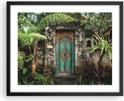 Produktbild von Gerahmtes Poster - Schwarzer Rahmen - Tor Tür Grün - 50x40 cm - Wand Bild - Wanddeko - Wandbilder - Kunstposter - Wandposter - Bilderrahmen - Bilder - Kunstdruck - Wanddekoration - P2BAA50x40-5078