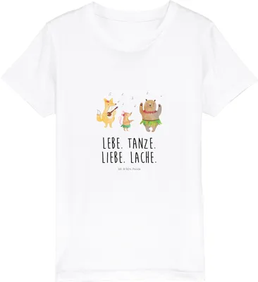 Produktbild von Mr. & Mrs. Panda Organic Kinder T-Shirt Waldtiere Aloha 3-4 Jahre (98/104) - Weiß - Geschenk, Baumwollshirt, Baumwolle, Musik, Shirts für, Wald, Bär, Teenager, Leben