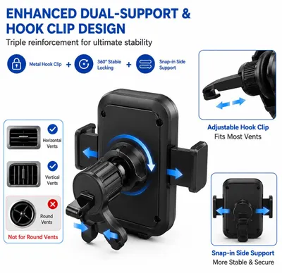 Produktbild von Handyhalterung Auto 360° drehbar, KFZ Halterung für iPhone Galaxy 4-7 Zoll