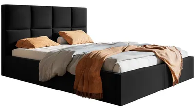 Produktbild von Polsterbett 160x200 mit Metall-Lattenrost Fado - Bettkasten, Samtstoff, Schwarz