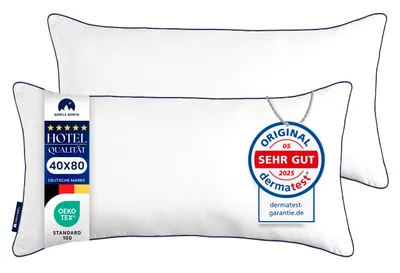 Produktbild von Gentle North Hochwertige Kopfkissen 40x80 cm groß in Hotelqualität - Flauschiges, gut gefülltes Schlafkissen für Allergiker geeignet - 60° Waschbar