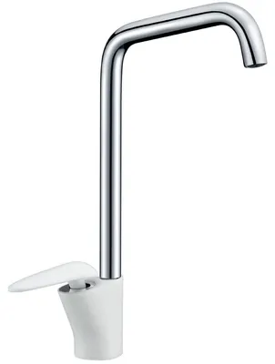 Produktbild von Waschbeckenarmatur, Badarmatur, Waschbecken, Duscharmatur, Bad, weiß und Chrom. Badezimmer