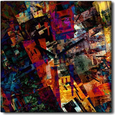 Produktbild von Coloray Uhr auf Leinwand 30x30 cm Wand Uhr Dekoration Wohnzimmer Segeltuch schwarze Hände -Abstraktionslandschaft.
