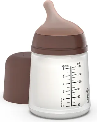 Immagine prodotto di Suavinex, biberon anticolica Zero Zero, con tettarella in silicone regolabile (A), per neonati a partire da 0 mesi e neonati, specifico per l'allattamento al seno, il latte materno e gli alimenti per neonati, 180 ml, Deep 180 ml - Flusso regolabile (A) Deep