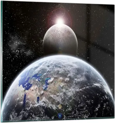 Produktbild von Bilder auf glas - Apokalypse Meteorit Sterne Planet - 70x70cm - Glasbilder - Wandbilder - Kunstdruck - zum Aufhängen bereit - Wanddekoration aus Glas - Glas Bilder - Wandbild auf Glas - GAC70x70-0352