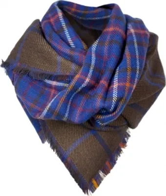 Produktbild von Oversized Damen Herbst/Winter Schal beidseitig tragbar mit Karomuster blau/braun
