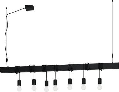Produktbild von EGLO Hängelampe Townshend-B, Pendelleuchte Esstisch, Deckenlampe hängend, Stahl in schwarz, E27 Fassung, L 150 cm