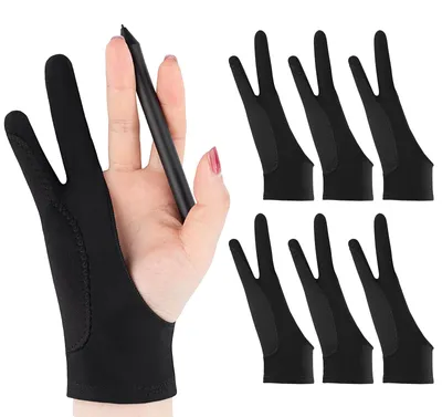 Zeichenhandschuhe für Grafiktablet, 6 Stück, Schwarz, L