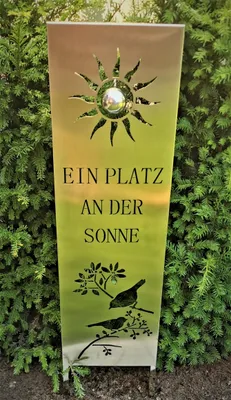 Produktbild von Gartenstecker "Sonne" 120 cm Schilder Tafel Beetstecker aus Edelstahl matt gebürstet