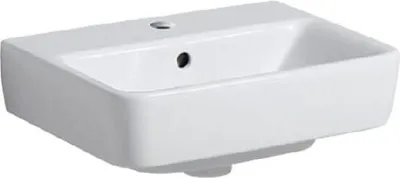 Produktbild von Geberit Selnova Compact - Handwaschbecken 450x340 mm, mit 1 Hahnloch, mit Überlauf, Weiß 501.561.00.7