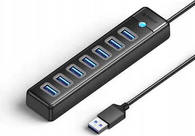 Produktbild von Orico Pw7U-U3 Hub 7X Usb-A 3.0 + Usb-C 5V/3A 1M - Schwarz