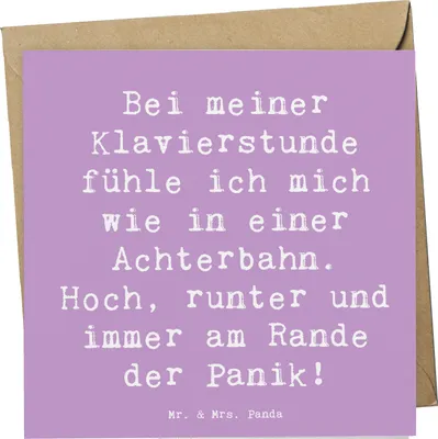 Produktbild von Mr. & Mrs. Panda Klappkarte Spruch Klavier Achterbahn - Lavendeltraum - Geschenk, anlasskarte, Glückwunschkarte, Grußkarte, Konzert, Lernen, Instrument, Musikfreude