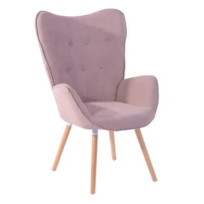 Image de Meubles Cosy : fauteuil de style scandinave avec accoudoirs rembourrés roses – KAS