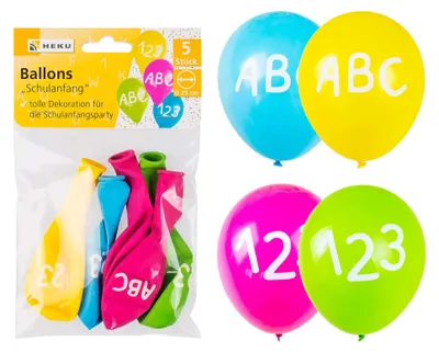 Produktbild von Luftballons Schulanfang 25 cm, 5 Stück, Heku 779-61, Dekoration, Schulstart