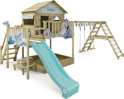 Produktbild von Spielturm Wickey Disney Saga mit Schaukel und Sandkasten in Himmelblau