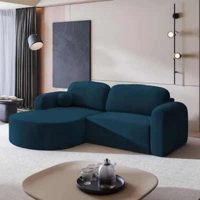 Produktbild von Masseno Ecksofa AMILIA M mit Schlaffunktion L-Form, Sofa mit Bettkasten, Wohnzimmersofa, Couch, Soffa, Bettsofa, Couchgarnitur- Blau, MONOLITH 77
