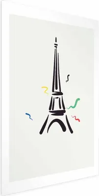 Produktbild von Posterpapier Poster - Black Illustration of the Eiffel Tower on a Light Background 29.7x42 cm Abstrakt i-B-10059-ao-a