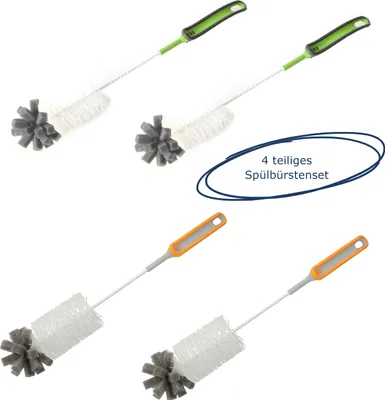 Produktbild von 4er Set Flaschenreinigungsbürsten, Drahtbürste mit Schaumstoff