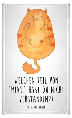 Produktbild von Mr. & Mrs. Panda Handtuch Katze Mittelfinger - Weiß - Geschenk, Gästetuch, Cats, Kleines, Katzen, Kater, gäste wc, Cat, Baumwollhandtuch, Mietze, Klein